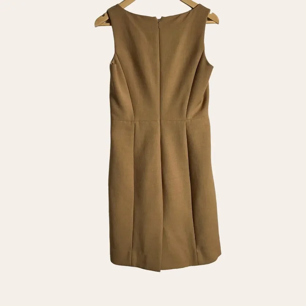 Tory Burch Azalea Camel Tan Wool Sleeveless Sheath Dress Size 4
